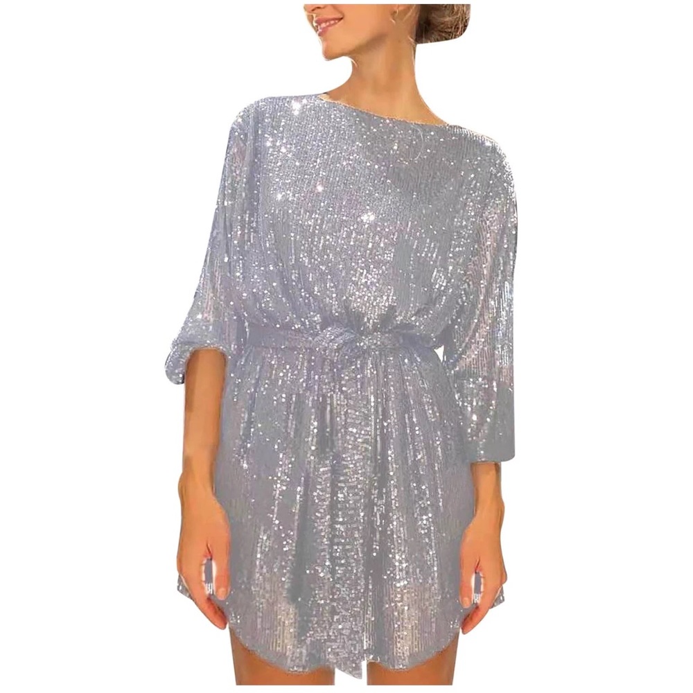 Sparkly Silver Sequin Dress